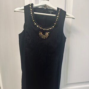 Black Mini Dress with Gold Stud Detailing
